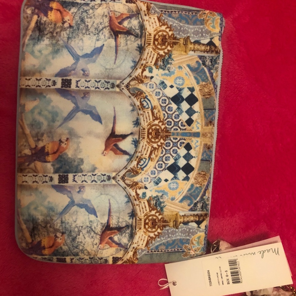 Printed canvas clutch